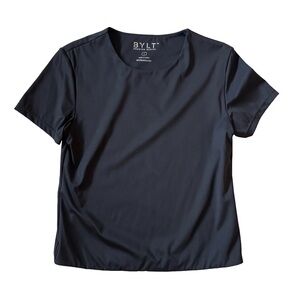 BYLT Basics Women's Short Sleeve Black Double Lined Shirt Size L